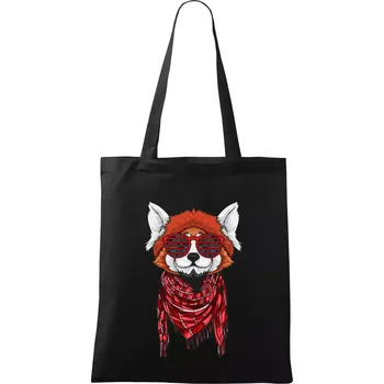 Nákupní taška Červená panda hipster - Taška bavlněná - 42 x 38 cm ( Černá )