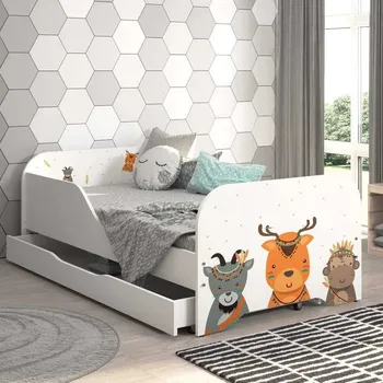 Dětská postel Dětská postel 140 x 70 cm s motivem indiánských zvířátek