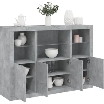 Příborník do zásuvky Příborníky s LED osvětlením 3 ks betonově šedé kompozitní dřevo