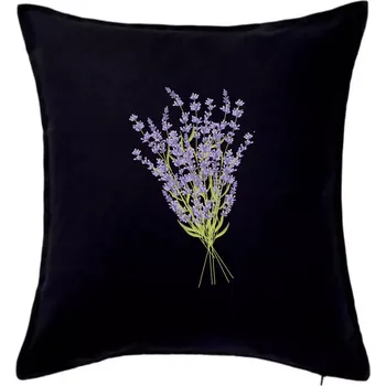 Polštář Levandule kreslená - Polštář 50x50 - 50x50 - Pouze potah ( Černá )