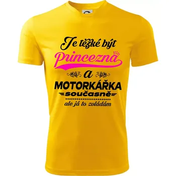 Je těžké být princezna - motorkářka - Dětské triko sportovní (dresovina) - 134 cm/8 let ( Žlutá )