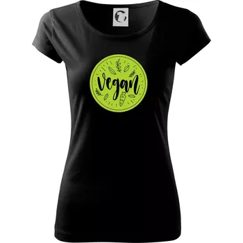 Dámské tričko Vegan zelenina v kruhu - Dámské triko Pure - XS ( Černá )