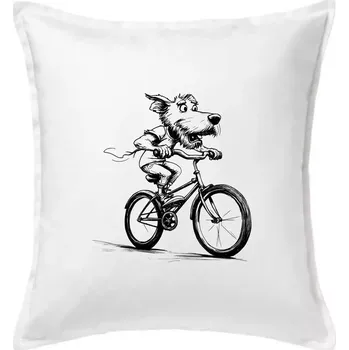 Polštář Pes na kole - Polštář 50x50 - 50x50 - Pouze potah ( Bílá )