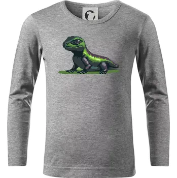 Chlapecké tričko Leguán pixel - Triko dětské Long Sleeve - 122 cm/6 let ( Tmavě šedý melír )