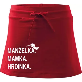 Dámská sukně Manželka mamka hrdinka - Sportovní sukně - two in one - M ( Červená )