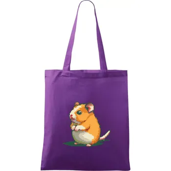 Křeček pixel - Taška bavlněná - 42 x 38 cm ( Fialová )