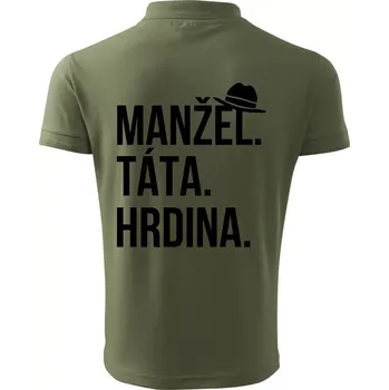 Pánská košile Manžel táta hrdina - Polokošile pánská Pique Polo 203 - S ( Khaki )