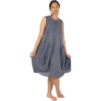 Dámské šaty Šedé letní balónové šaty bez vzoru Kwanjai Grey, Sittar.cz UNI - PPSLEDNÍ KUS