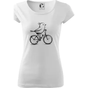 Dámské tričko Ptáček na kole - Dámské triko Pure - XS ( Bílá )