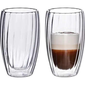 Sada 2 ks skleněných hrnků PETER STRIPES 450 ml čirá