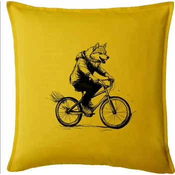 Polštář Vlk na kole - Polštář 50x50 - 50x50 - Pouze potah ( Žlutá )