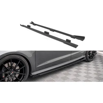 PC tuning Audi S3 8V FL Sportback, "Street Pro" difuzory pod boční prahy s křidélky, plast ABS bez povrchové úpravy, Sportback, s červenou linkou, Maxton design
