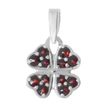 Přívěsek Český granát přívěsek stříbrný Čtyřlístek 141390