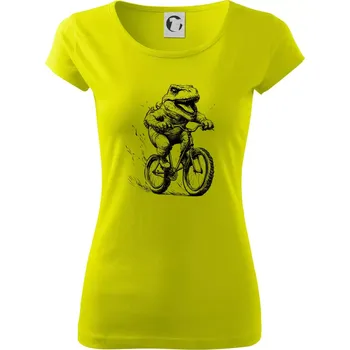 Dámské tričko Naštvaný Dinosaurus na kole - Dámské triko Pure - S ( Limetková )