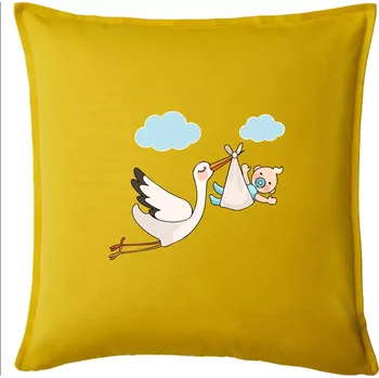 Polštář Čáp čekáme miminko - kluk - Polštář 50x50 - 50x50 - Pouze potah ( Žlutá )