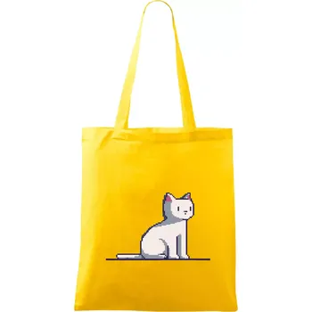 Kočka bílá pixel - Taška bavlněná - 42 x 38 cm ( Žlutá )