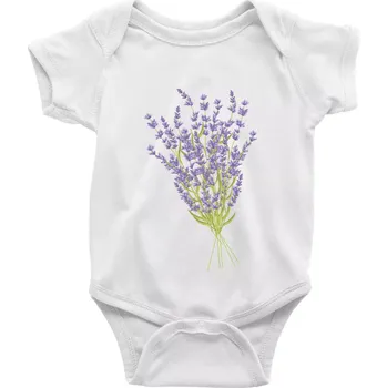 Kojenecký body Levandule kreslená - Body kojenecké s krátkým rukávem - Krátký r. do 3 měs ( Bílá )