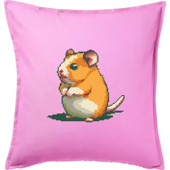 Polštář Křeček pixel - Polštář 50x50 - 50x50 - Pouze potah ( Růžová )