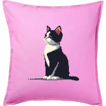 Polštář Mourovatá kočka pixel - Polštář 50x50 - 50x50 - Pouze potah ( Růžová )