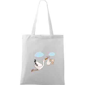Čáp čekáme miminko - neutrální - Taška bavlněná - 42 x 38 cm ( Bílá )