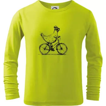 Chlapecké oblečení Slepice na kole - Triko dětské Long Sleeve - 158 cm/12 let ( Limetková )