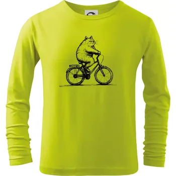 Dětská móda Tlustá kočka na kole - Triko dětské Long Sleeve - 104-110cm / 3-4 roky ( Limetková )