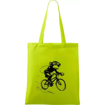 Opice s batohem na kole - Taška bavlněná - 42 x 38 cm ( Limetková )