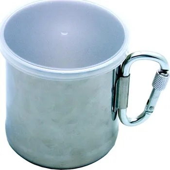 Nerezový hrnek s karabinou Baladeo PLR065,plastové víčko