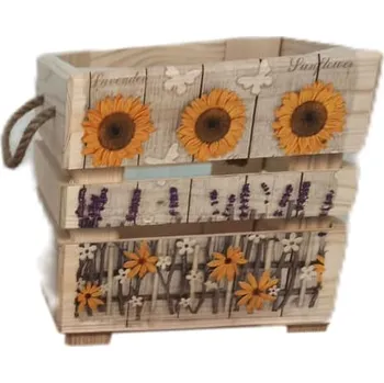 Úložný box bedýnka OK1-SLUNEČNICE-LEVAND.19x19x18 DŘEVO