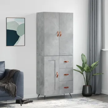 Příborník do zásuvky vidaXL Skříň highboard 69,5 x 34 x 180 cm kompozitní dřevo [3195988] Barva: Betonová šedá