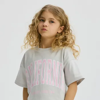 Dívčí tričko Reserved - Krátké tričko s potiskem - světle šedá - 841GB-09X - 841GB-09X-164