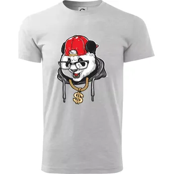 Hip hop panda - Triko extra velké (5-8XL) - 8XL ( Světlešedý Melír )