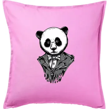 Polštář Panda gentleman - Polštář 50x50 - 50x50 - Pouze potah ( Růžová )