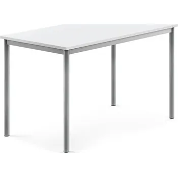 Jídelní stůl Stůl SONITUS, 1200x700x720 mm, stříbrné nohy, HPL deska tlumící hluk, bílá