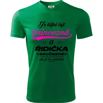 Chlapecké tričko Je těžké být princezna - řidička - Dětské triko sportovní (dresovina) - 122 cm/6 let ( Středně zelená )