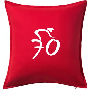 Polštář Cyklista slaví sedmdesátku (70) - Polštář 50x50 - 50x50 - Pouze potah ( Červená )