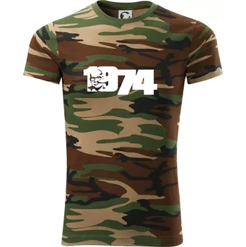 Pánské tričko Husákovo dítě - 1974 - Army CAMOUFLAGE - L ( Hnědý maskáč )