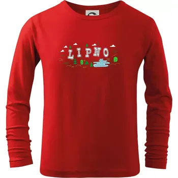 Chlapecké tričko Jezero Lipno - Triko dětské Long Sleeve - 104-110cm / 3-4 roky ( Červená )
