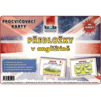 Procvičovací karty - anglické předložky A6 (15x10 cm) v krabičce