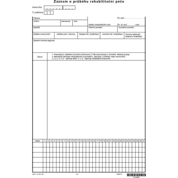 Tiskopis Záznam o průběhu rehabilitační péče