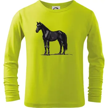 Dětská móda Černý kůň pixel - Triko dětské Long Sleeve - 104-110cm / 3-4 roky ( Limetková )