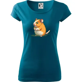 Dámské tričko Křeček pixel - Dámské triko Pure - 3XL ( Petrolejová )