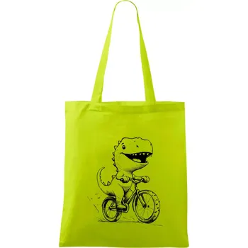 Nákupní taška Roztomilý Dinosaurus na kole - Taška bavlněná - 42 x 38 cm ( Limetková )