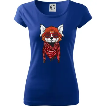 Dámské tričko Červená panda hipster - Dámské triko Pure - XS ( Královská modrá )