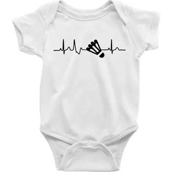 Kojenecký body EKG Badminton košík - Body kojenecké s krátkým rukávem - Krátký r. do 3 měs ( Bílá )