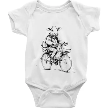 Kojenecké oblečení Kráva v obleku na kole - Body kojenecké s krátkým rukávem - Krátký r. do 3 měs ( Bílá )
