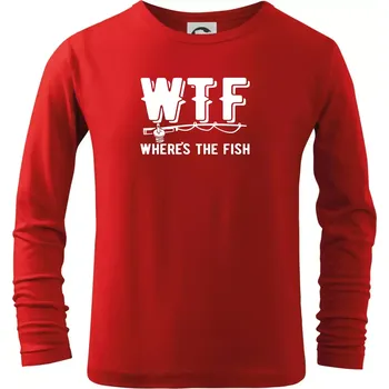 Chlapecké tričko Wheres's the Fish WTF - Triko dětské Long Sleeve - 146 cm/10 let ( Červená )