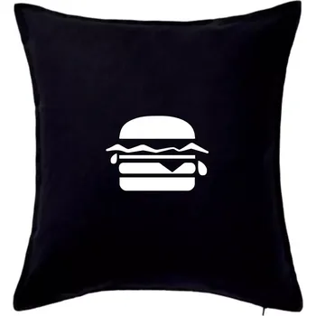 Polštář Hamburger ikona - Polštář 50x50 - 50x50 - Pouze potah ( Černá )