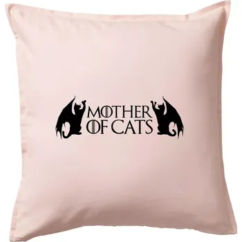 Polštář Mother of cats - draci - Polštář 50x50 - 50x50 - Pouze potah ( Světle růžová )