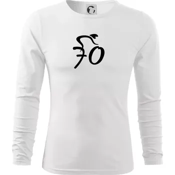 Pánské tričko Cyklista slaví sedmdesátku (70) - Triko s dlouhým rukávem FIT-T long sleeve - S ( Bílá )